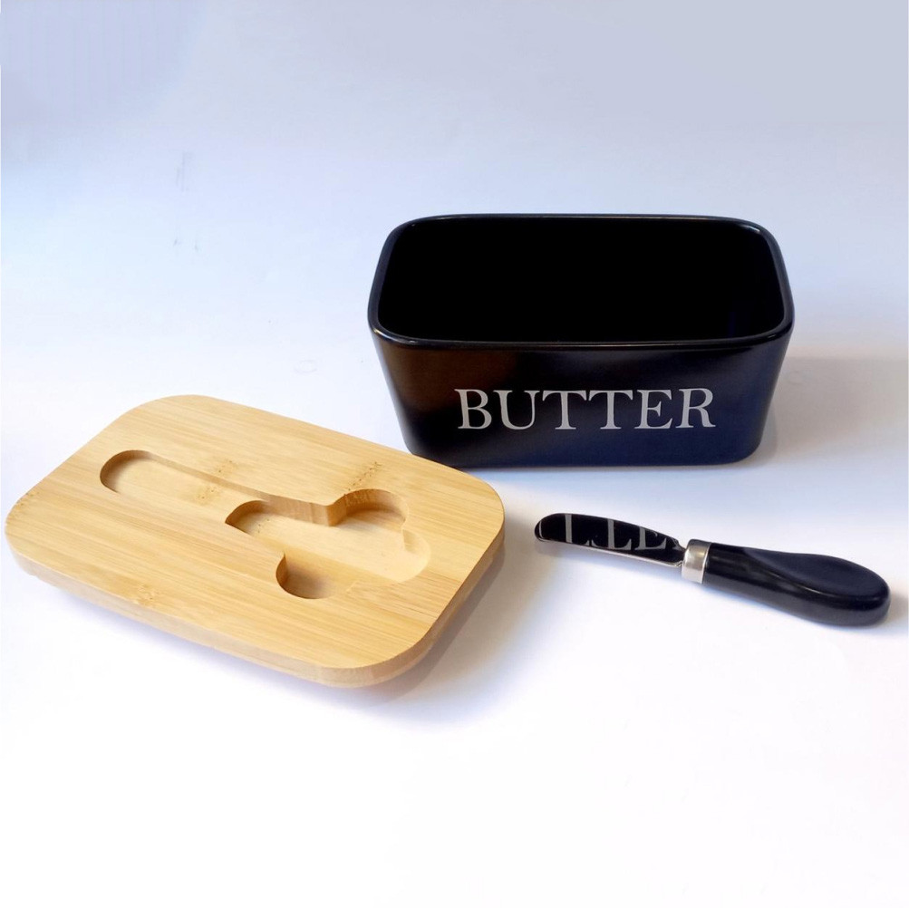 Маслянка керамічна для масла з кришкою та ножем "Butter", 500мл