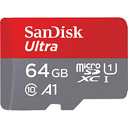 MicroSDXC (UHS-1) SanDisk Ultra 64Gb class 10 A1 (100Mb/s, 667x) (adapter SD)