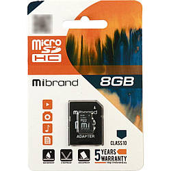 MicroSDHC Mibrand 8Gb class 6 (adapter SD)
