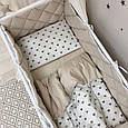 Комплект постільної дитячої білизни для ліжечка Baby Mix Сіро-бежеві серця топ, фото 8