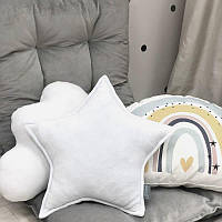 Подушка детская Звезда, велюр, декор Белая топ