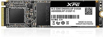 SSD M.2 ADATA XPG SX6000 Lite 512GB  2280 PCIe 3.0x4 NVMe 3D Nand Read/Write: 1800/1200 MB/sec