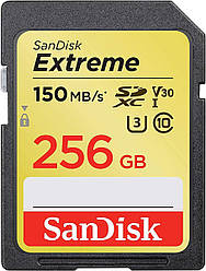 SDXC (UHS-1 U3) SanDisk Extreme 256Gb class 10 V30 (150Mb/s)