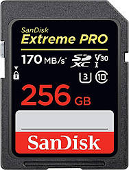 SDXC (UHS-1 U3) SanDisk Extreme PRO 256Gb class 10 V30 (170Mb/s)