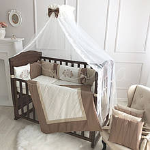 Комплект дитячої постільної білизни для ліжечка Royal шоколад топ