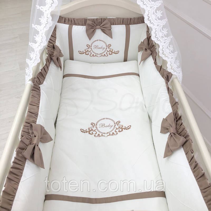 Комплект постільної дитячої білизни для ліжечка Belissimo шоколад топ