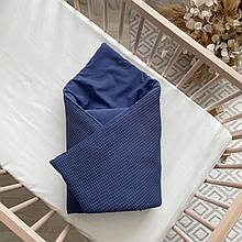 Плед конверт ковдра вафельна тканина, жатка поплін, розмір 80х100 см, синій колір