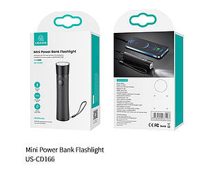 Ліхтарик з зовнішнім акамулятором Usams US-CD166 Mini Power Bank Rechargeable LED Flashlight Black