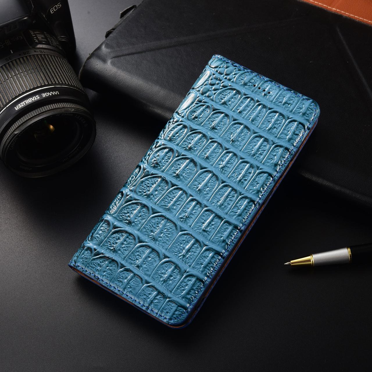 Чохол для HTC U23 Pro 5G книжка з підставкою візитницею ШКІРЯНИЙ протиударний магнітний "LUXON" Блакитний