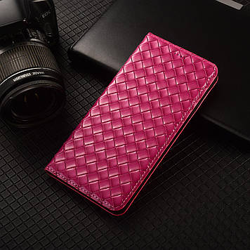 Чохол для HTC U23 Pro 5G книжка з НАТУРАЛЬНОЇ ШКІРИ із підставкою візитницею протиударний магнітний "VENETTA" Рожевий