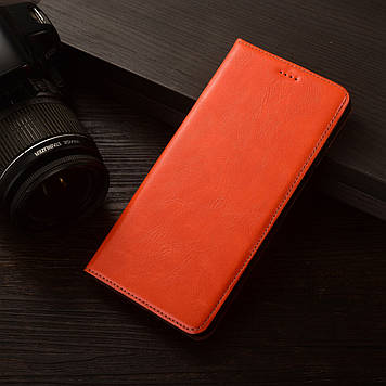 Чохол для HTC U23 Pro 5G книжка з підставкою візитницею ШКІРЯНИЙ протиударний магнітний "VERSANO" Жовтогарячий