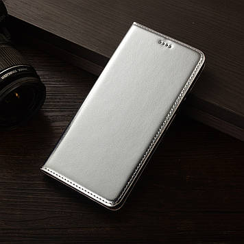 Чохол для HTC U23 Pro 5G книжка з підставкою візитницею ШКІРЯНИЙ протиударний магнітний "VERSANO" Сріблястий