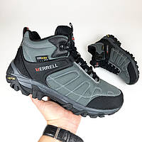 Мужские зимние кроссовки Merrell Moc II повседневные утепленные с мехом серые черные