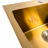 Мийка кухонна з неіржавкої сталі Platinum Handmade 50*50 золото, фото 3