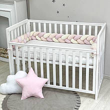 Бортик коса захист для дитячого ліжечка, довжина 220 см, велюр молочний персик рожевий топ