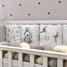 Бортики захист для дитячого ліжечка з косою та простирадлом Art Design Majestic топ