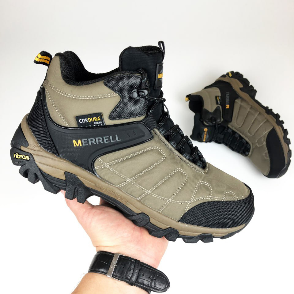 Чоловічі зимові кросівки Merrell Moc II стильні утеплені на хутрі бежевий