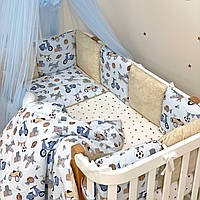 Комплект дитячої постільної білизни для ліжечка Happy night Ретро-машинки блакитні топ