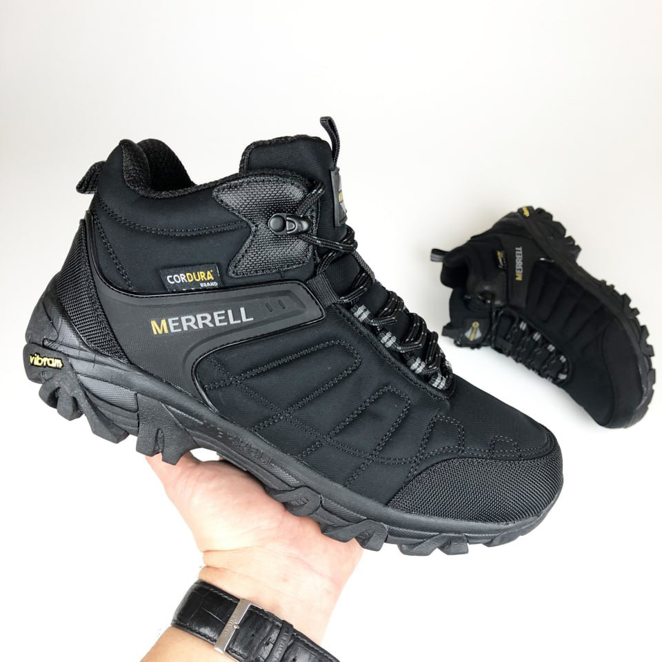 Чоловічі зимові кросівки Merrell Moc II молодіжні утеплені на хутрі чорні