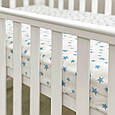 Простирадло на резинці для дитячого ліжечка, поплін, Зірка розсип блакитна на білому топ, фото 2
