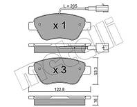 Колодки тормозные передние Citroen Nemo 10-/Peugeot Bipper/Fiat 500/500C 08-/Punto 12- (+датчики)