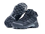 Чоловічі зимові кросівки Adidas Terrex нубук високі стильні на хутрі чорні, фото 6