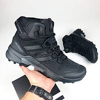 Мужские зимние кроссовки Adidas Terrex нубук высокие стильные на меху черные