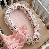 Кокон гнездо для новорожденных для сна Baby Design Акварельные цветы на светлом топ