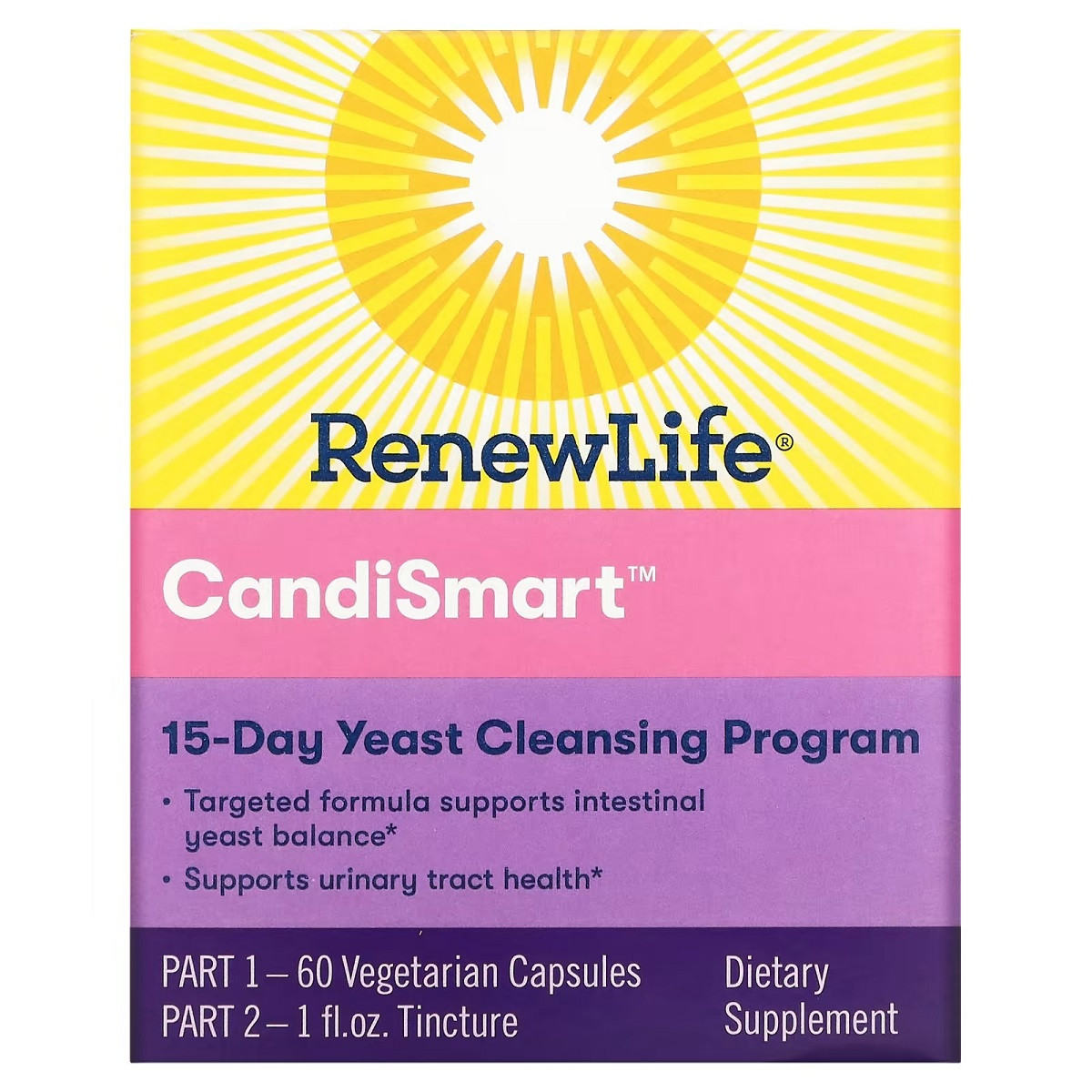 Очищення від кандиди, комплексна 15-денна програма, CandiSmart, Renew Life, краплі та 60 вегетаріанських