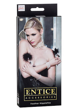 Затискачі для сосків з пір'ям California Exotic Novelties, чорні, фото 3