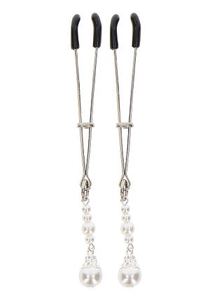 Затискачі на соски з намистинами Tweezers With Pearls Taboom, срібні, фото 1
