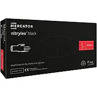 Mercator Nitrylex Black Рукавички нітрілові без пудри чорні L, 100 шт