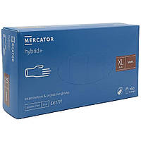 Mercator hybrid+ Blue Рукавички нитриловые виниловые без пудры синие XL, 100 шт