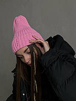 Женская стильная трендовая теплая вязанная шапка с рваным эффектом