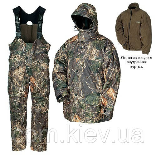 Зимовий вологостійкий костюм для полювання Norfin Expert Camo (-20 °C) з двома куртками, не шарудить