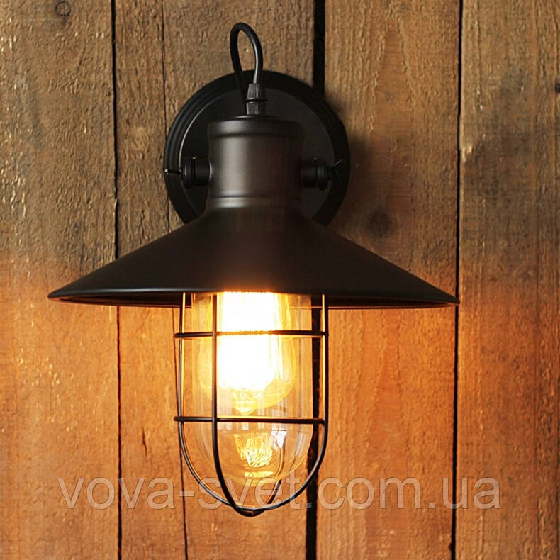 Настінно-стельовий світильник купол із сіткою та скляною колбою [Wall Light Industrial ]