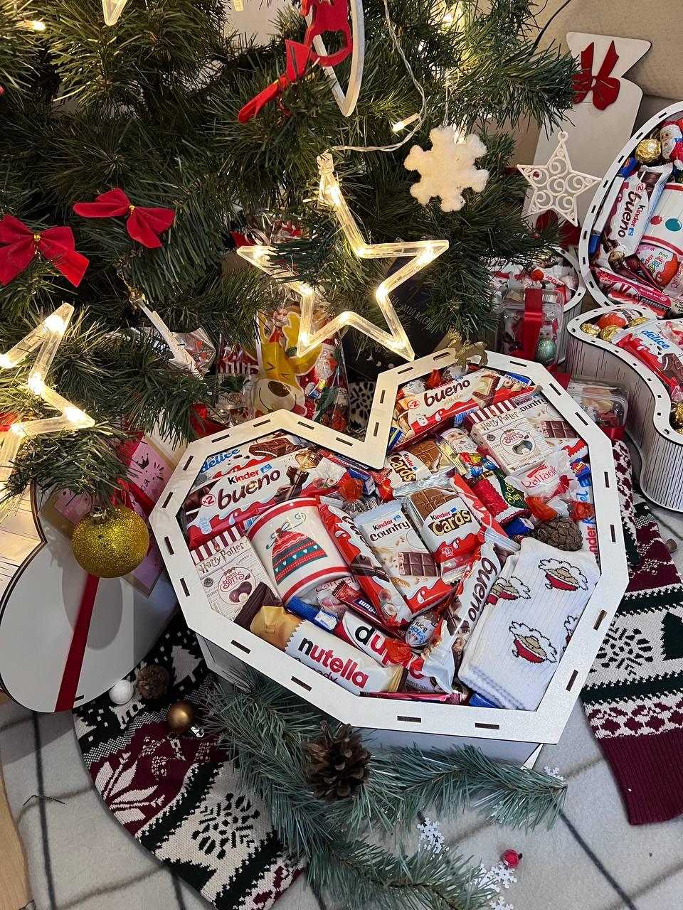 Подарочный бокс Сердце, оригинальные подарки с конфетами на новый год для близких или друзей в коробке - фото 2 - id-p2037797519