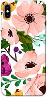 Чехол с принтом на Айфон Икс Эс Макс акварельные цветы / Чехол с принтом на iPhone XS Max