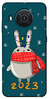 Чехол с принтом на Нокия икс 10 / Нокия икс 20 новорічний кролик / Чехол с принтом на Nokia X10 / Nokia X20