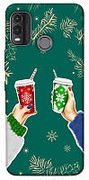Чехол с принтом на Нокия джи 11 плюс winter drinks / Чехол с принтом на Nokia G11 Plus