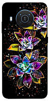 Чехол с принтом на Нокия икс 10 / Нокия икс 20 flowers on black / Чехол с принтом на Nokia X10 / Nokia X20