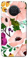 Чехол с принтом на Нокия икс 10 / Нокия икс 20 акварельные цветы / Чехол с принтом на Nokia X10 / Nokia X20