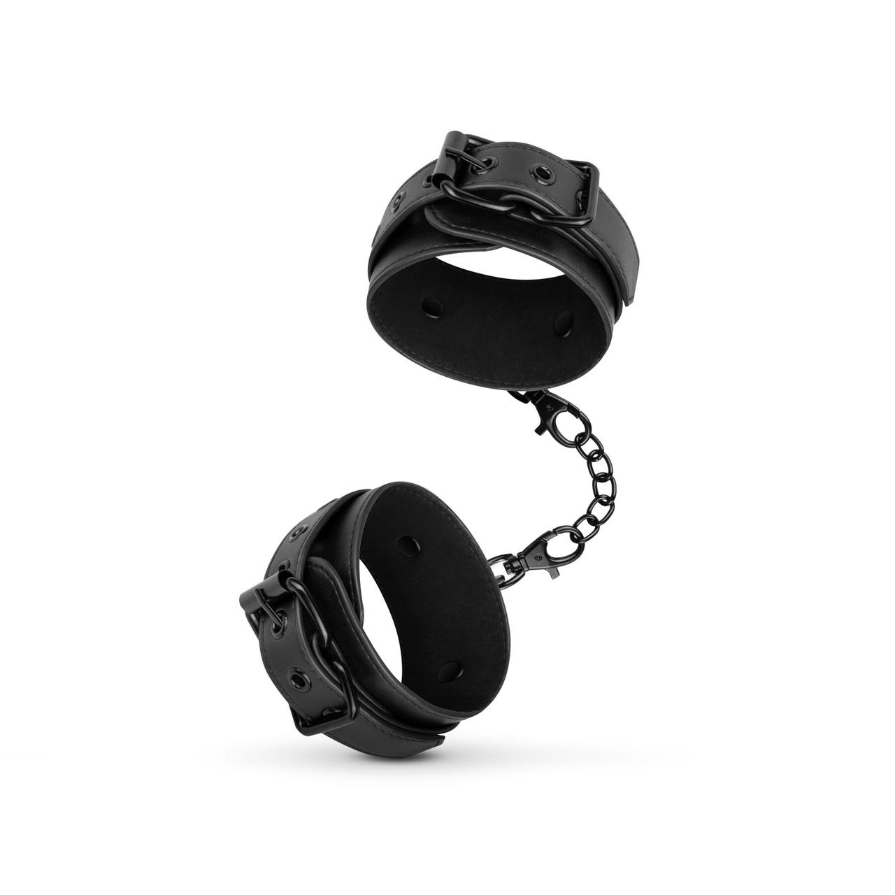 Наручники Bedroom Fantasies: Faux Leather Handcuffs One Size, чорні, фото 1