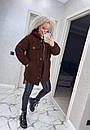 Модна жіноча трендова куртка-піджак баранчик з капюшоном єврозима "Трейсі", фото 3