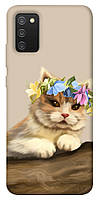 Чехол с принтом на Самсунг Галакси А02с cat in flowers / Чехол с принтом на Samsung Galaxy A02s