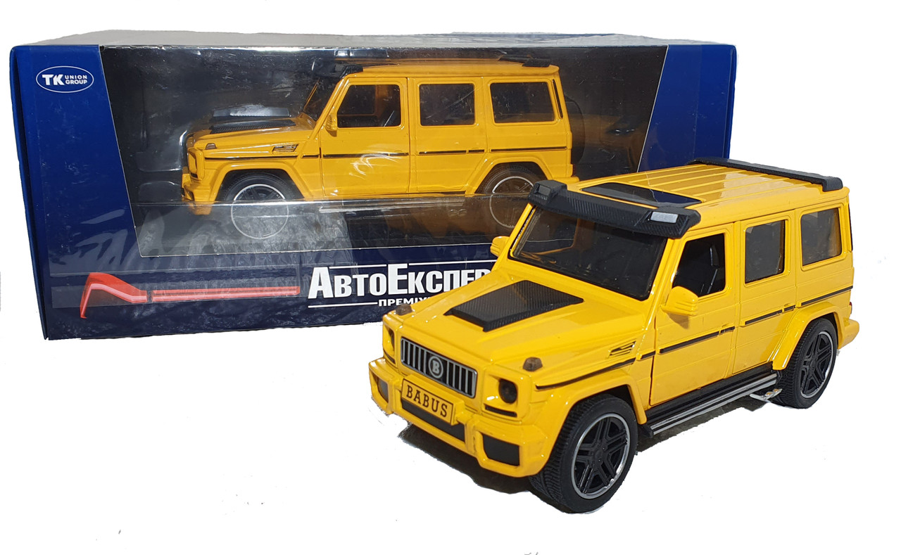 Машинка металева дитяча Mercedes Brabus G 63 мерседес, жовтий, Автоексперт, 1:24, світло, інерція, відчиняються двері 18*8.5*8см, фото 1