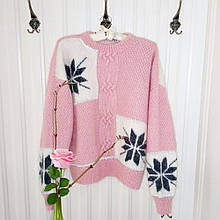 Джемпер жіночий ручної в'язки з розового мохера