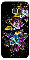 Чехол с принтом на Самсунг Галакси с7 Эдж flowers on black / Чехол с принтом на Samsung Galaxy S7 Edge