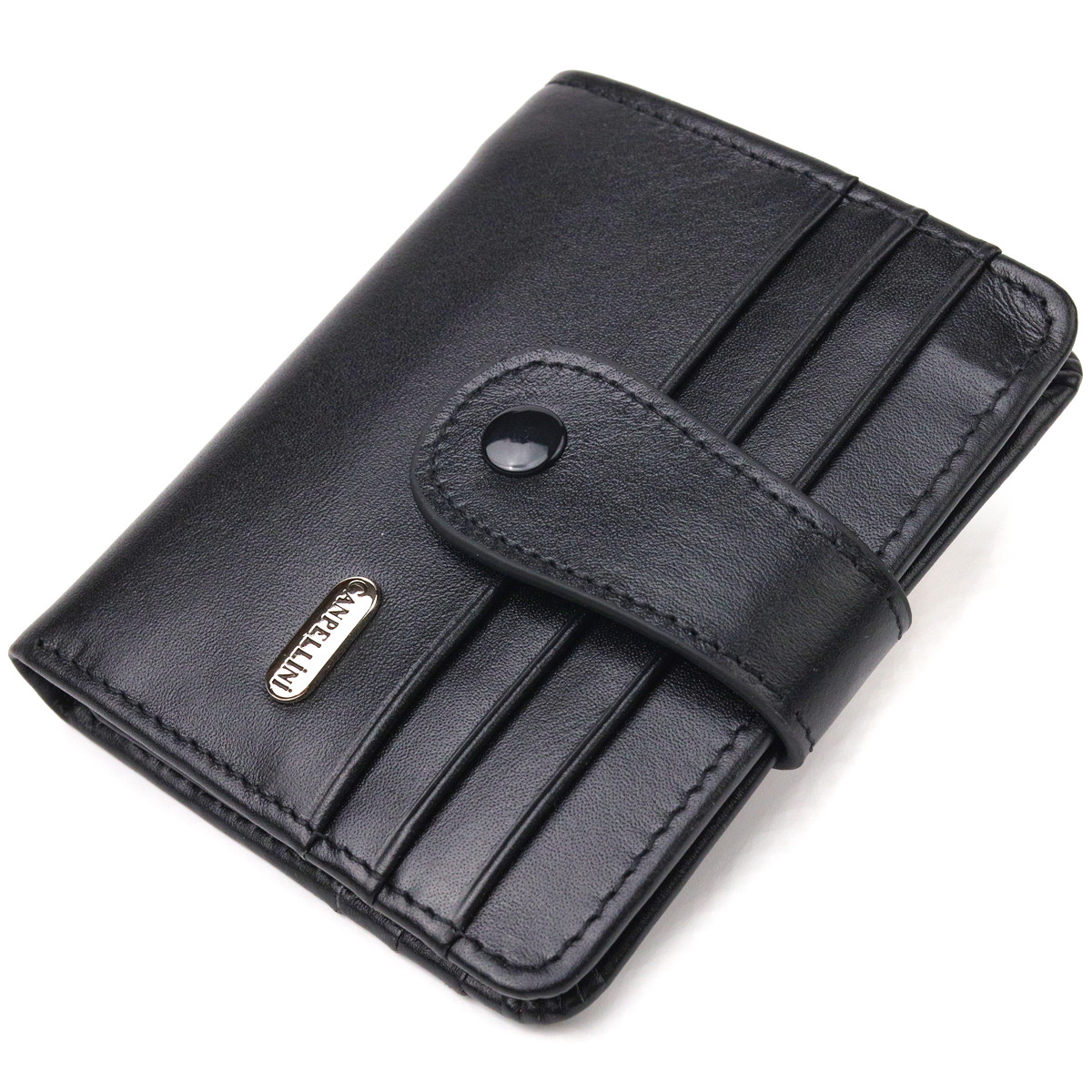 Чоловічий компактний гаманець з натуральної гладкої шкіри CANPELLINI 21685 Чорний, фото 1