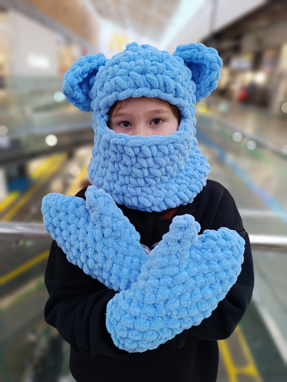 Шапка з вушками та рукавиці, фото 1